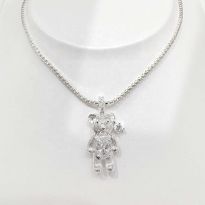 OEM plata 925 sterling silver animal unique zircon necklace fashion jewelry ladies rose gold plated <b>cute</b> <b>bear</b> pendant necklaces - Product Image 2