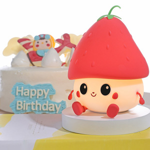 Holiday Gift Cute Cartoon Strawberry Silicone <b>Night</b> <b>Light</b> USB Rechargeable Small <b>LED</b> Bedside Lamps for Kids bedroom Home Dec - Product Image 4