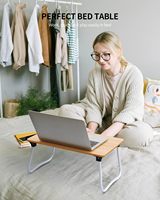 Bureau portable idéal pour enfants, support d'ordinateur portable mini réglable, table de lit pliable verticale en bois pour l'étude