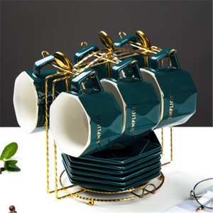 Hot Sale Octagonal Shape Nordic Porcelain Coffee Tea <b>Cups</b> <b>Sets</b> - Product Image 3