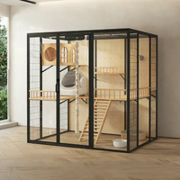 Nichoir pour chat en bois naturel, multi-chambres, style grotte, maisonnette pour chat, abri intérieur chaud