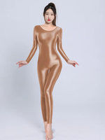 Combinaison moulante sexy pour femme, effet brillant et transparent, en satin, pour yoga, danse ou tenue de demoiselle d'honneur, couleur bonbon