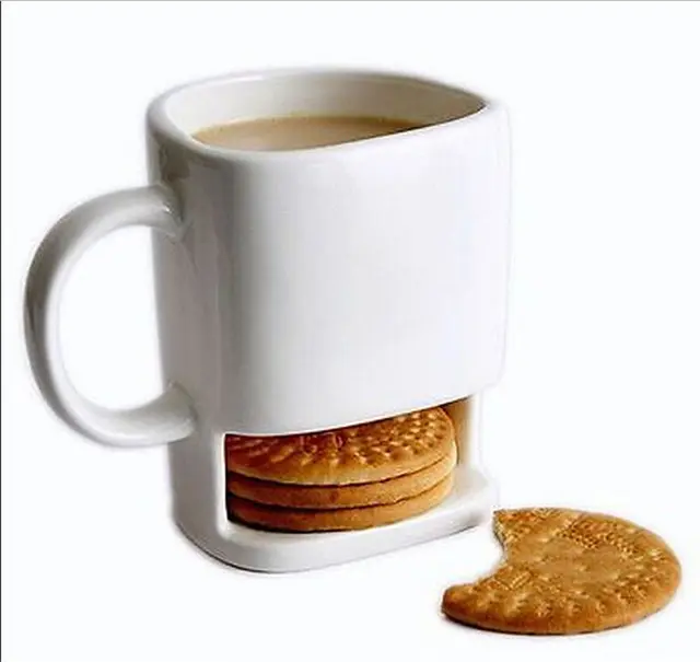 Z455 225 мл керамическая кофейная чашка, кружки для молока, чая, белая чашка для печенья с кармашком для печенья, 8 унций, чашка для печенья, молока, кофе