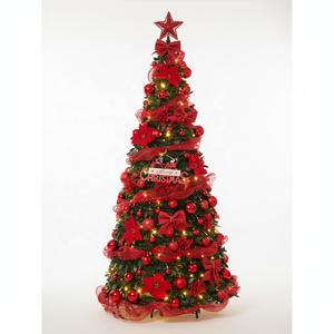 Artificial Foldable PVC Christmas <strong>Tree</strong> 1.2/1.5/1.8/2.1m White Pre-Lit <strong>with</strong> Warm LED <strong>Lights</strong> Standing Base Indoor Use - Product Image 6