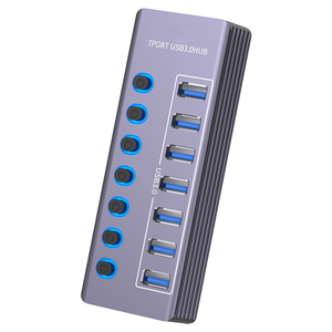 Nhôm 7 Cổng USB3.0 Hub Với LED Chuyển Đổi Độc Lập Hub <span class=keywords><strong>USB</strong></span> 7 Cổng 3x <span class=keywords><strong>USB</strong></span> 3.0 Hub Cho Máy Tính Để Bàn Phụ Kiện Máy Tính - Product Image 1