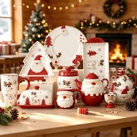 Unterglasur-Farbgestaltete Weihnachts-Keramik-Geschirrset mit Mikrowellengeeignung für Feiertagspartys & Großhandels-Geschenke