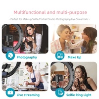Anneau lumineux LED circulaire dimmable de 18 pouces avec trépied, anneau lumineux de remplissage en plastique pour la photographie, pour les selfies, les séances photo