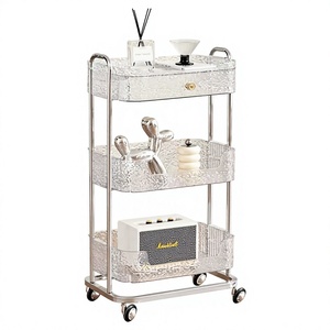 Beauty Salon 3-Layer Acrylic <b>Trolley</b> with Wheels for Salon Spa Therapy Room-Stable & Durable - Product Image 1