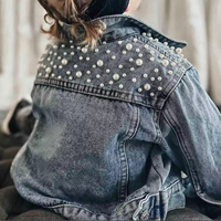 Manteau en jean perlé personnalisé de haute qualité pour femmes avec bouton et décoration de ceinture Veste en jean perlée pour la mariée pour l'hiver et l'été