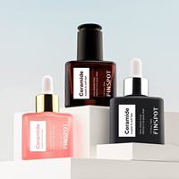 Flacon compte-gouttes de luxe carré à base plate en verre, flacon vide pour lotion, conteneur cosmétique en verre ambré, rose, noir, vente en gros