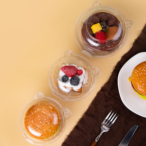 Disposable Transparent <strong>Plastic</strong> Pastry <strong>Box</strong> with Round <strong>Cat</strong> Head Recyclable Food Storage for Sushi Salad Donut Puff Buckle Closure - Product Image 1