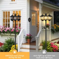 Lampadaire solaire TSINYE à 3 têtes, IP44, étanche, pour extérieur, jardin, lumière solaire 3000K blanc chaud, ampoule remplaçable 3000K