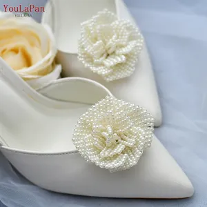 YouLaPanX32新しいファッション靴バックル手作りアイボリーパールビッグフラワーシューズクリップ女性の結婚式のハイヒールの装飾