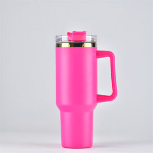 Vaso de viaje de 40 oz, reutilizable, recubierto de polvo, doble pared, acero inoxidable, aislado, 40 oz, taza de café, taza de <span class=keywords><strong>coche</strong></span> con asa, tapa de paja - Product Image 5