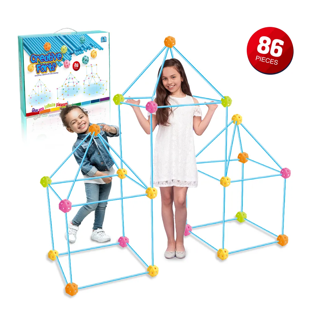 DIY Stem Toy Fort Building Kit Forts Builder Construction Fort Building Tent Fun Kids Toy Educational for Boys and Girls 86