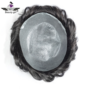 Tupé de cabello humano brasileño <span class=keywords><strong>en</strong></span> forma de <span class=keywords><strong>V</strong></span> para hombres con sistema de cabello natural Tupé fino de base de Pu para hombres - Product Image 6