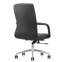 Chaise de bureau de direction pivotante en cuir noir, dossier moyen, ergonomique, confortable et moderne