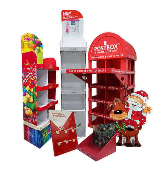 Apache Custom Christmas Day Cardboard Display Stand Supermarket Corrugated Cardboard Display Stand for Festival — view 1