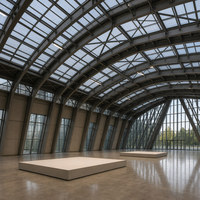 Centre d'exposition à ossature métallique ouverte pour des configurations d'événements flexibles