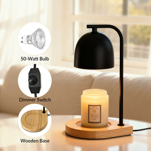 2026 Nuevo Producto respetuoso con el medio ambiente lámpara calentadora sin llama decoración del hogar altura ajustable logotipo personalizado lámpara calentadora de velas de madera - Product Image 4