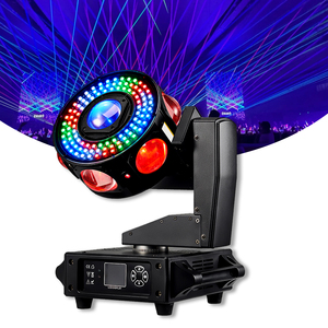 Projecteur laser LED RGBW <span class=keywords><strong>haute</strong></span> luminosité à tête mobile pour discothèque, lumière de fête rotative, stroboscope DMX512 IP20, 2 faisceaux 540° Pan 320° pour scène - Product Image 1