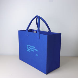 Sac fourre-tout carré moderne en feutre PET personnalisé, écologique, pour le shopping, cadeau promotionnel, bleu – Grande Vente - Product Image 4
