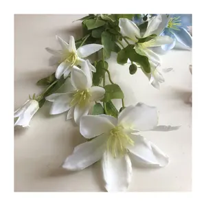 Surtidor de fábrica de las plantas artificiales Clematis Flor de imitación blanco rosa seda Clematis flores para arreglo floral