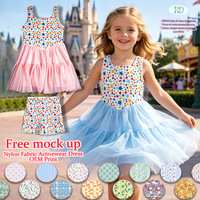 Vestido Deportivo de Malla Activa para Niñas con Estampado Patriótico de Estrellas en Nailon y Spandex, Color Personalizado, MOQ Bajo, Vestido Tutú Deportivo con Malla Exterior
