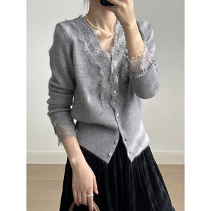Cardigan in <span class=keywords><strong>Maglia</strong></span> <span class=keywords><strong>con</strong></span> Scollo a V Bianco e <span class=keywords><strong>Pizzo</strong></span>, Abbigliamento Femminile, Nuovo Stile Autunnale <span class=keywords><strong>con</strong></span> Fragranza Delicata, Maglione Base e Top - Product Image 5