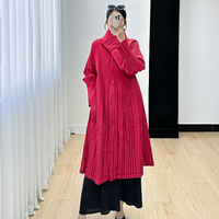 Haut de gamme Miyake plissé femmes costume vestes mince bouton épais tenue décontractée manteaux mode Blazer