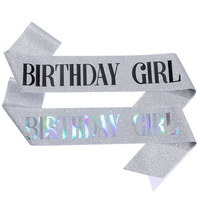 Günstige Schärpen Happy Birthday Girl Queen Schärpe Tiara Partyzubehör mit Strass-Krone Schärpe
