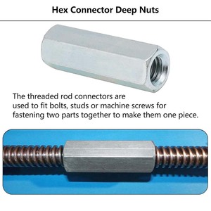 Ren dài Hex dày hạt din6334 hình lục giác ren kết nối Nut M4 M5 M6 M16 dài Hex khớp nối hạt - Product Image 4