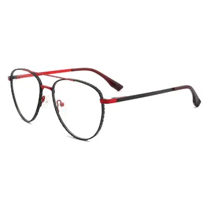 La montura Popular Spectacle Frames Two Tone Avi-ator Metal Frame Two Bridges Acetate Temples Optical Glasses Eyewear
