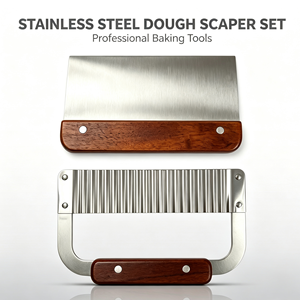 Stainless Steel Dough Scraper <b>Set</b> Wooden Handle <b>Baking</b> Pastry Tool for Dough Prep Durable Kitchen Utensil - Product Image 1