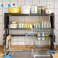 Organisateur d'armoire de cuisine en métal, égouttoir à vaisselle à double niveau, étagère de comptoir anti-poussière, support de bols moderne et minimaliste