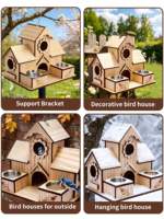 Nichoir à oiseaux en bois moderne à 6 trous, nichoir suspendu en bois pour jardin et cour