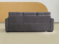 Canapé-lit sectionnel en tissu moderne à structure robuste en forme de L avec chaise longue de rangement pour appartements et salons d'hôtel