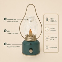 Lampe personnalisée BYZANTINE rechargeable par USB avec diffuseur d'arômes 2-en-1, lanterne portable vintage sans fil LED 2700K blanc chaud pour la maison