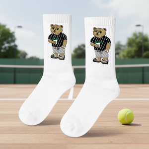 <b>White</b> Bear Patterned <b>Men's</b> Crew Tennis <b>Socks</b> Breathable Heat Resistant Digital Printing ODM Supply Daily Style Spandex Polyester - Product Image 3