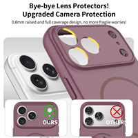 Étui de téléphone magnétique de luxe en cerisier foncé pour iPhone 18 17 Pro Max, couleur unie, toucher doux, antichoc, avec protection personnalisée de l'objectif
