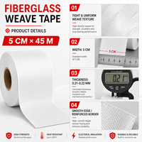 Ruban tissé en fibre de verre E-Glass Suihua 5cm x 45m, 6oz, tissage uni, pour réparation de PRV