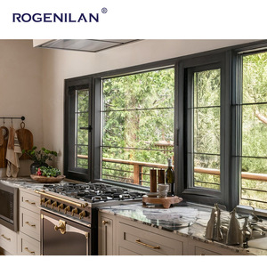ROGENILAN Cadre en aluminium Portes coulissantes à double vitrage pour balcon Systèmes modernes de ventilation à battant fixe pour fenêtres et portes - Product Image 4