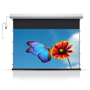 100 Inch ALR Motorized Tab-tensioned Screen UST Projector Ultra-short Throw Ambient Light Rejecting 4K Projector Screens Future