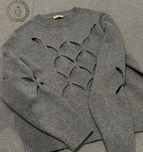 KD tricot fabricant personnalisé col ras du cou côtelé coupé ajouré câble <span class=keywords><strong>noir</strong></span> tricot pull <span class=keywords><strong>Mohair</strong></span> hommes pull - Product Image 6