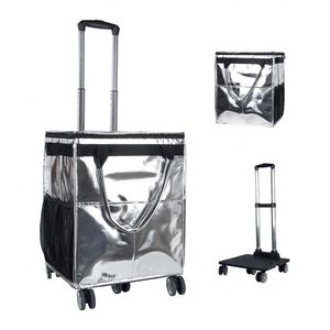 Chariot de courses pliable en plastique, portable, réutilisable, imperméable, avec roues, pour supermarché, vente en gros - Product Image 2