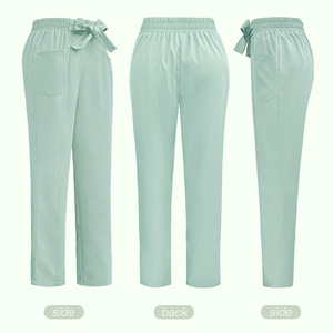 Vêtements de travail médicaux unisexes en tissu dobby polyester à manches courtes avec nœud à l'avant pour infirmières et médecins du centre Yuezi SPA - Product Image 1