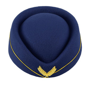Bleu feutre compagnie aérienne hôtesse de l'air béret chapeau fête Cosplay casquette française pour femmes <span class=keywords><strong>hôtesses</strong></span> - Product Image 1