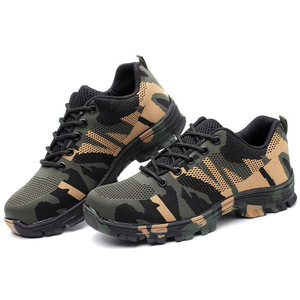 respirable volar de tela Industrial de punta de acero de fibra de carbono plantilla peso ligero Mans zapatos de seguridad - Product Image 1