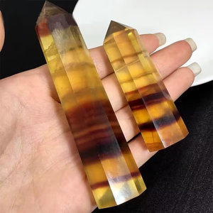 Vente en gros : Pointe de cristal naturel en forme de tour, pointe de fluorite jaune, obélisque, pointe de pierre précieuse en vrac pour l'artisanat et la décoration intérieure - Product Image 4