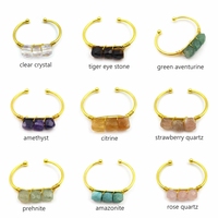 Bracelet unisexe bohème en or 18 carats plaqué or, pierres précieuses naturelles facettées, fait à la main, fil, 3 pierres, bracelet réglable